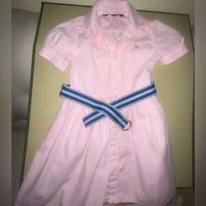 Polo Ralph Lauren Toddler Girls Short Sleeve Belted Oxford Shirt Dress